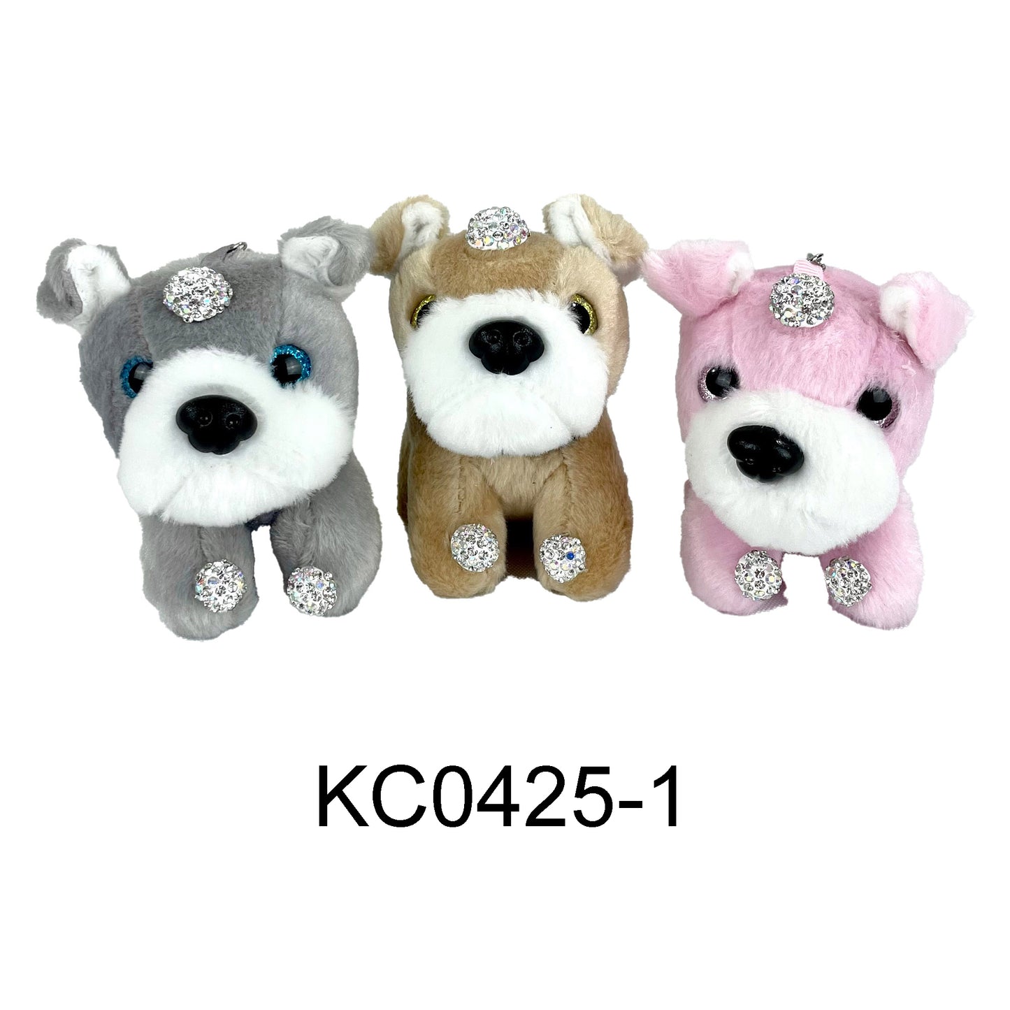 RHINESTONE DOG PLUSH KEY CHAIN 0425-1 (12PC)