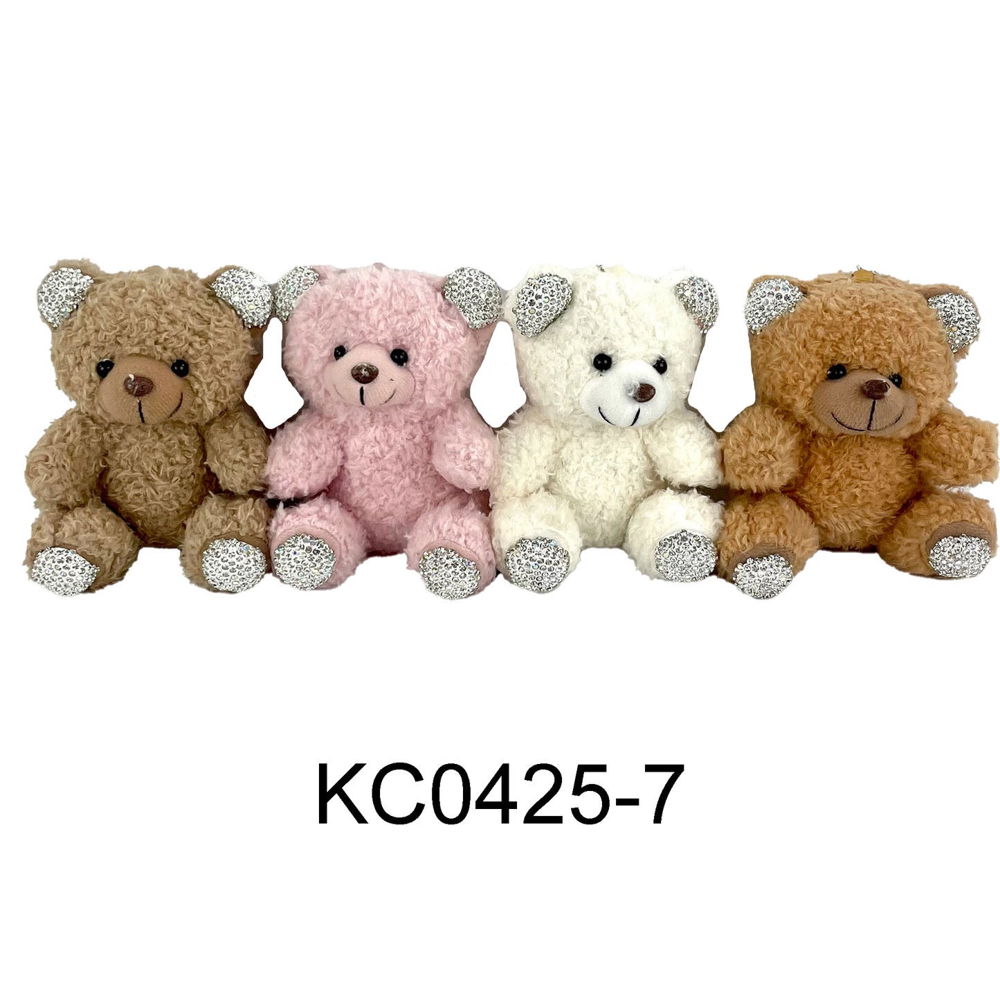 RHINESTONE TEDDY BEAR PLUSH KEY CHAIN 0425-7 (12PC)