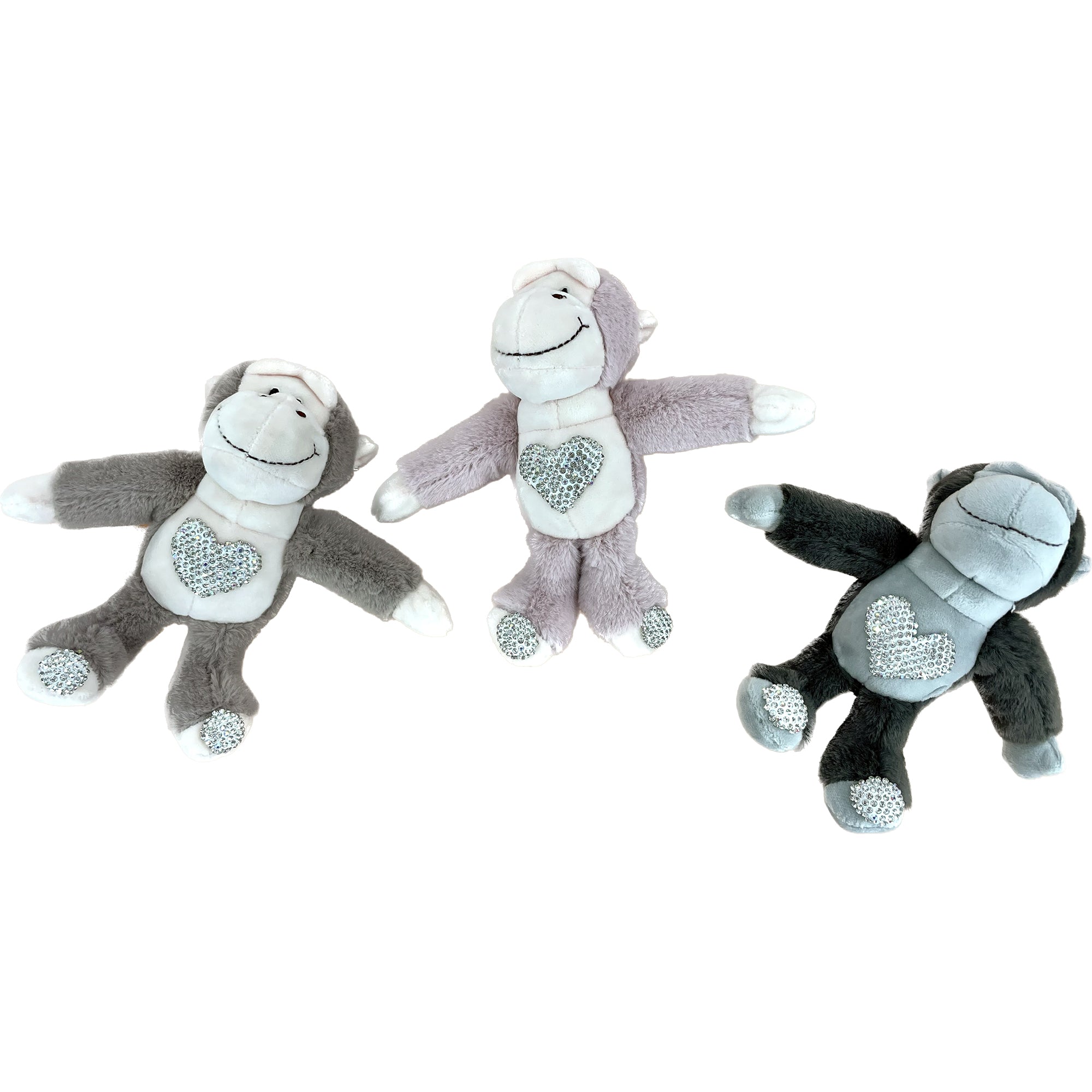 RHINESTONE HAPPY FACE SMILE GORILLA PLUSH KEY CHAIN 0426-51 (12PC)