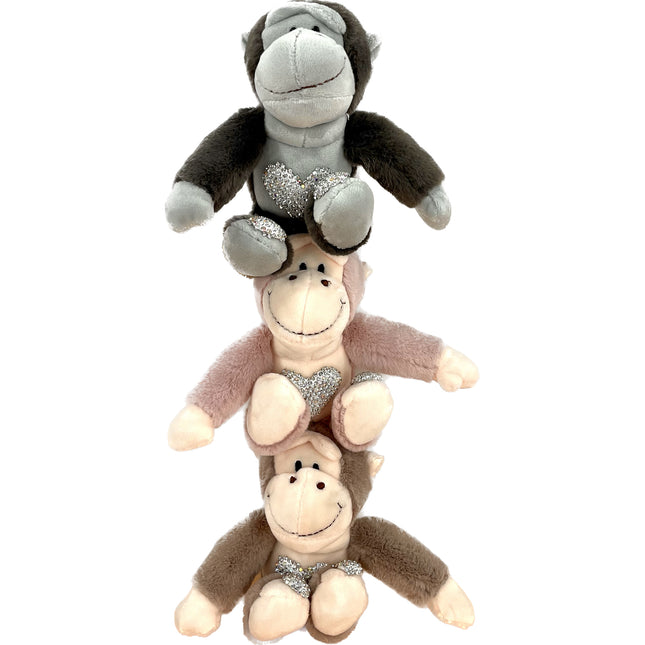 Rhinestone Happy Face Smile Gorilla Plush Key Chain KC0426-51 (12PC)