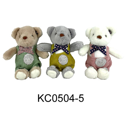 OVERALL BEAR PLUSH KEY CHAIN KC0504-5 (12PC)
