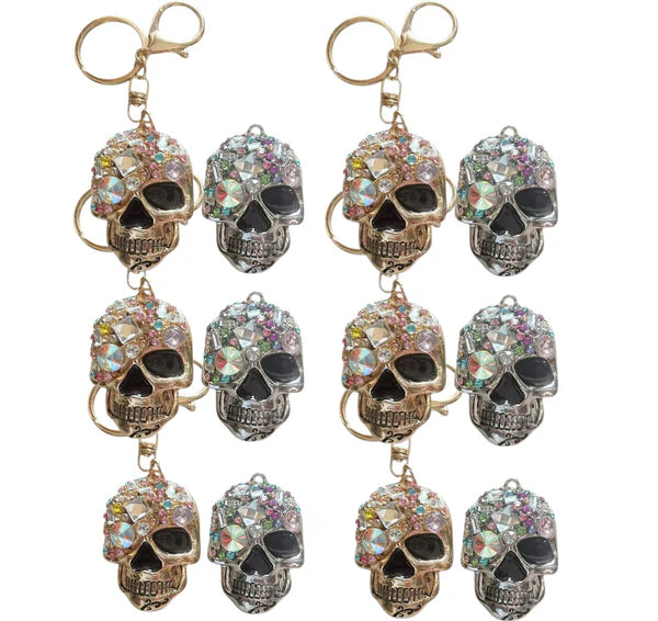 Rhinestone Skull Key Chain  KC1113-19 (12PC)