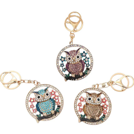 RHINESTONE OWL KEY CHAIN KC1113-22 (12PC)