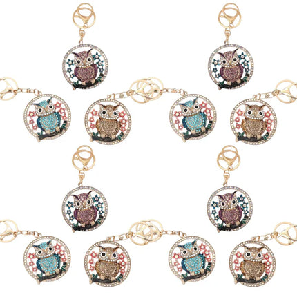 RHINESTONE OWL KEY CHAIN KC1113-22 (12PC)