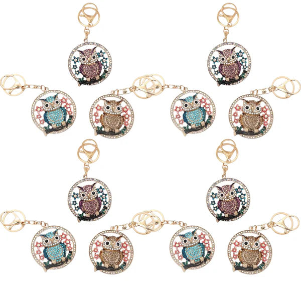 Rhinestone Owl Key Chain  KC1113-22 (12PC)