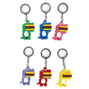 FUNNY CARTOON BURGER DINO KEY CHAIN 21104-12 (12PC)