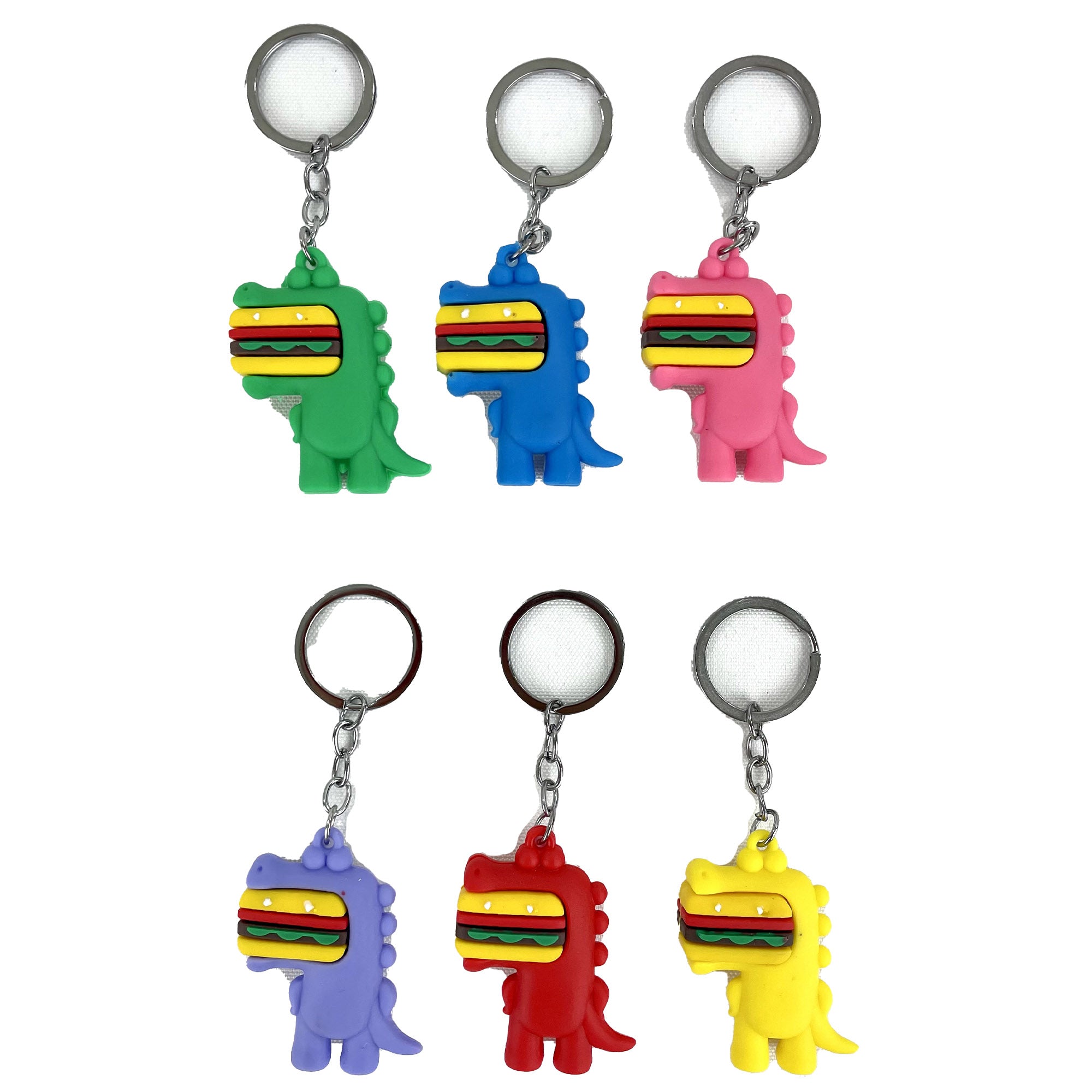 FUNNY CARTOON BURGER DINO KEY CHAIN 21104-12 (12PC)