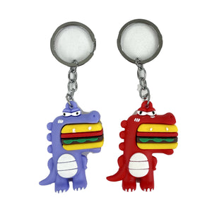 FUNNY CARTOON BURGER DINO KEY CHAIN 21104-12 (12PC)