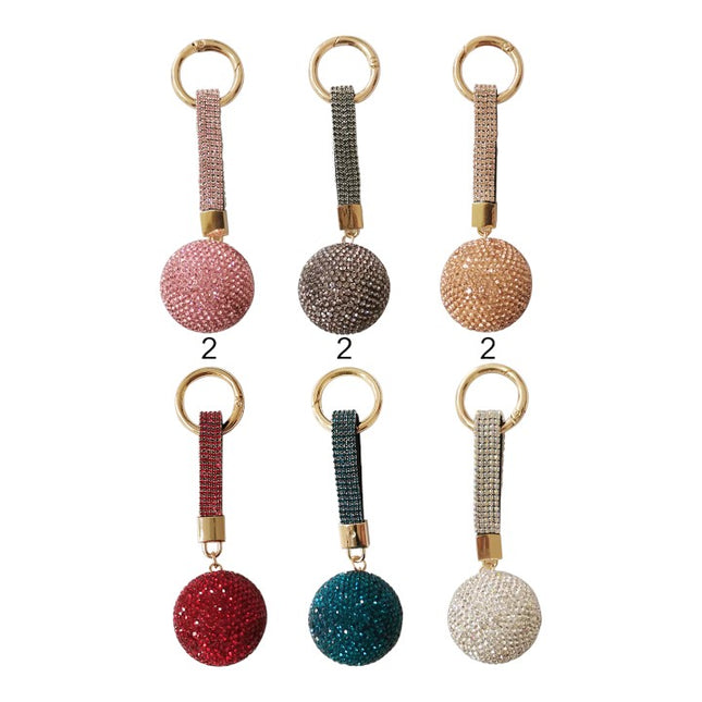 RHINESTONE MIRROR BALL KEY CHAIN 1204-23 (12PC)