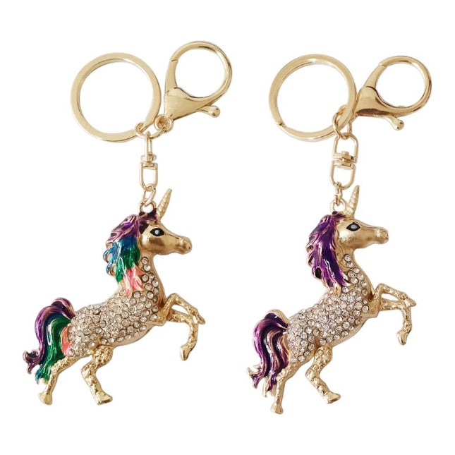 RHINESTONE UNICORN KEY CHAIN 1022-41 (12PC)