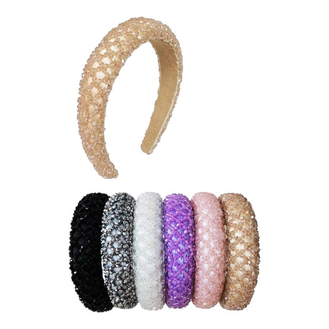 MULTI CRYSTAL DECOR HEADBAND 1204-1 (12PC)