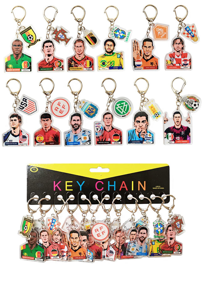 LEGENDERY FOOTBALL STAR PLAYER WITH KEYCHAIN (12PC)