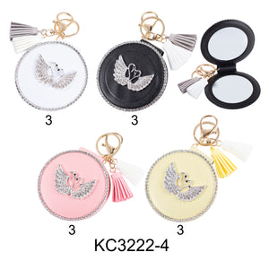 MIRROR KEYCHAIN SWAN TASSLE RHINESTONE 3222-4 (6PC)