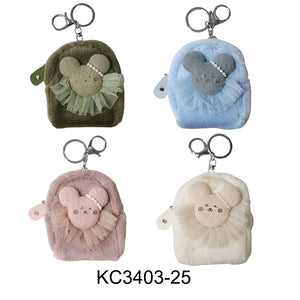 BEAR POM POM MINI POCKET KEYCHAIN 3403-25 (12PC)