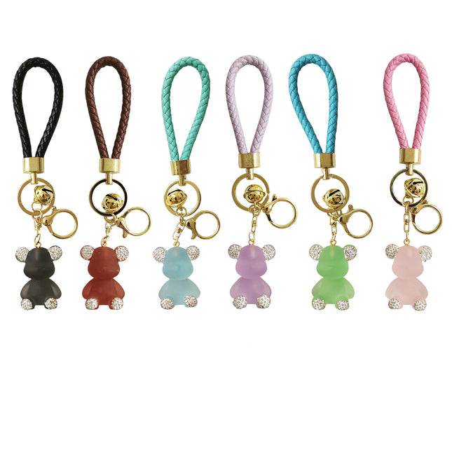 Rhinestone Bear Wrist Band Key Chain  KC3511-77 (12PC)