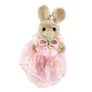 DRESS PEARL RIBBON RABBIT PLUSH KEY CHAIN 427-4 (12PC)