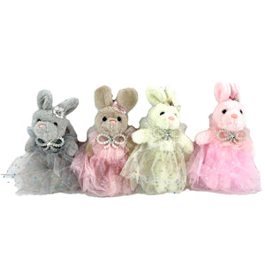 DRESS PEARL RIBBON RABBIT PLUSH KEY CHAIN 427-4 (12PC)