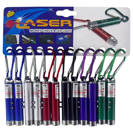 Mini Led Flashlights Laser Key Chain KC5909-2 (12PC)