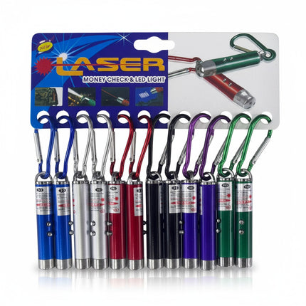 Mini Led Flashlights Laser Key Chain KC5909-2 (12PC)