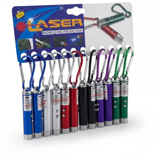 Mini Led Flashlights Laser Key Chain KC5909-2 (12PC)