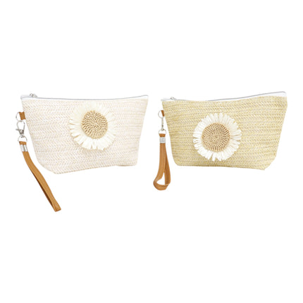 Daisy Flower Straw Makeup Pouch JB5526-7 (12PC)