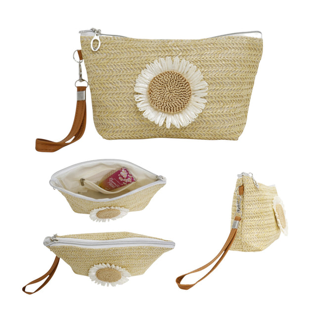 Daisy Flower Straw Makeup Pouch JB5526-7 (12PC)