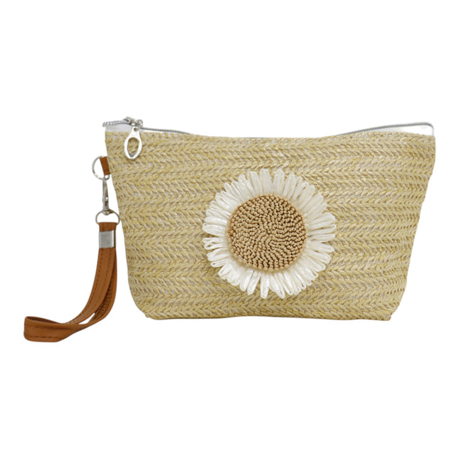 Daisy Flower Straw Makeup Pouch JB5526-7 (12PC)