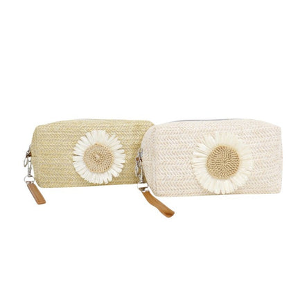 Daisy Flower Square Straw Makeup Pouch JB5526-8 (12PC)