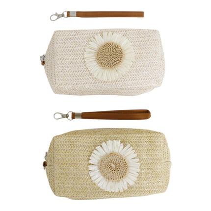 Daisy Flower Square Straw Makeup Pouch JB5526-8 (12PC)