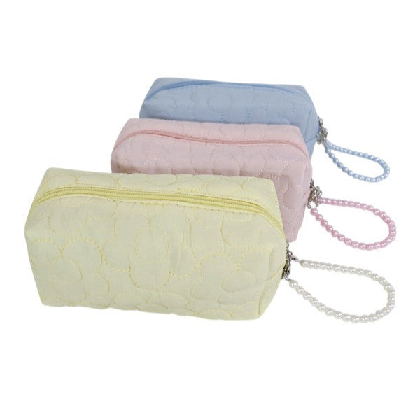 Solid Color Quilted Fabric Makeup Pouch JB5526-5 (12PC)