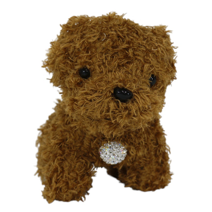 Rhinestone Curly Hair Dog Plush Keychain KC0425-3 (12PC)