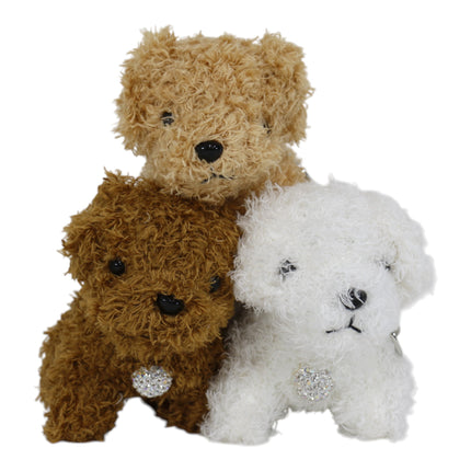 Rhinestone Curly Hair Dog Plush Keychain KC0425-3 (12PC)