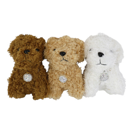 Rhinestone Curly Hair Dog Plush Keychain KC0425-3 (12PC)