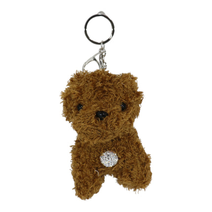 Rhinestone Curly Hair Dog Plush Keychain KC0425-3 (12PC)