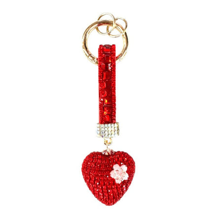 Double Sided Rhinestone Heart Keychain KC41101-11 (12PC)