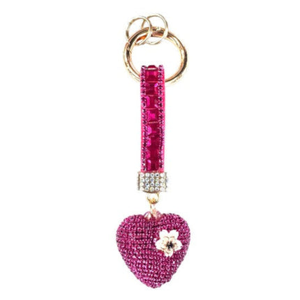 Double Sided Rhinestone Heart Keychain KC41101-11 (12PC)