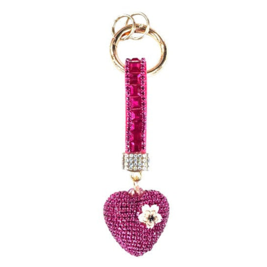 Double Sided Rhinestone Heart Keychain KC41101-11 (12PC)