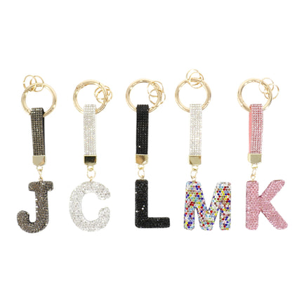 Rhinestone Alphabet Initial Letter Key Chain KC001 (12PC)