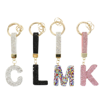 Rhinestone Alphabet Initial Letter Key Chain KC001 (12PC)