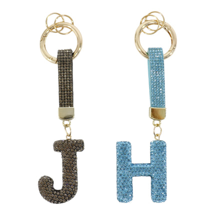 Rhinestone Alphabet Initial Letter Key Chain KC001 (12PC)