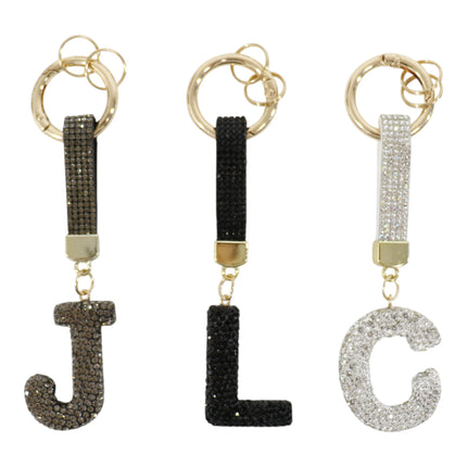 Rhinestone Alphabet Initial Letter Key Chain KC001 (12PC)