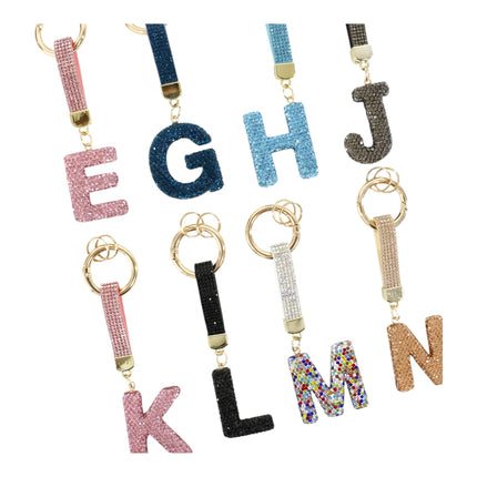 Rhinestone Alphabet Initial Letter Key Chain KC001 (12PC)