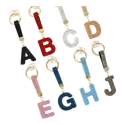 Rhinestone Alphabet Initial Letter Key Chain KC001 (12PC)