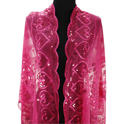 Peacock Sequin Chiffon Embellished Fringe Sheer Shawl Wrap Scarf SC309P (12pc)