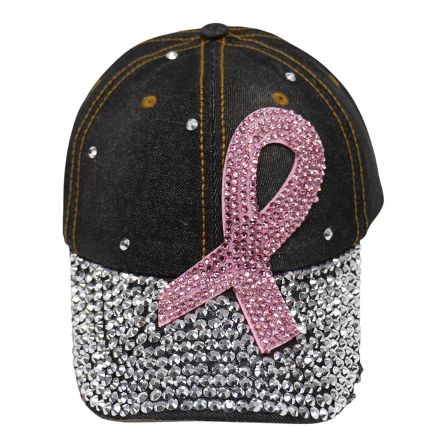 Bling Pink Ribbon Rhinestone Baseball Cap CP3727 (12PC)