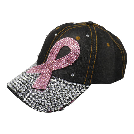 Bling Pink Ribbon Rhinestone Baseball Cap CP3727 (12PC)