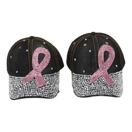 Bling Pink Ribbon Rhinestone Baseball Cap CP3727 (12PC)