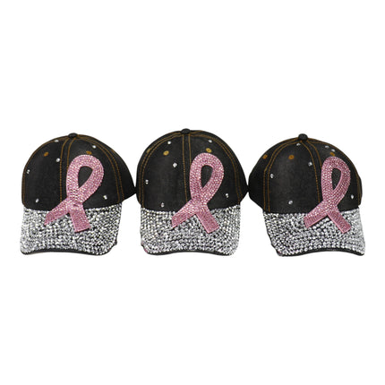 Bling Pink Ribbon Rhinestone Baseball Cap CP3727 (12PC)