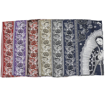 Metallic Pashmina Our Lady of Guadalupe SCF3719-28 (12PC)