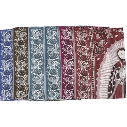 Metallic Pashmina Our Lady of Guadalupe SCF3719-28 (12PC)
